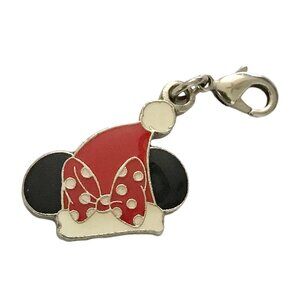Vintage Disney Christmas Minnie Mouse Clip On Charm Bow Zipper Pull Santa Hat